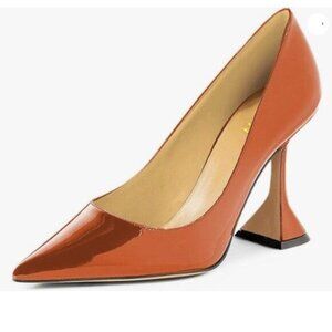 YDN Women Pointed Toe Slip on Pumps Special Kitten High Heel Shoe for Party Red